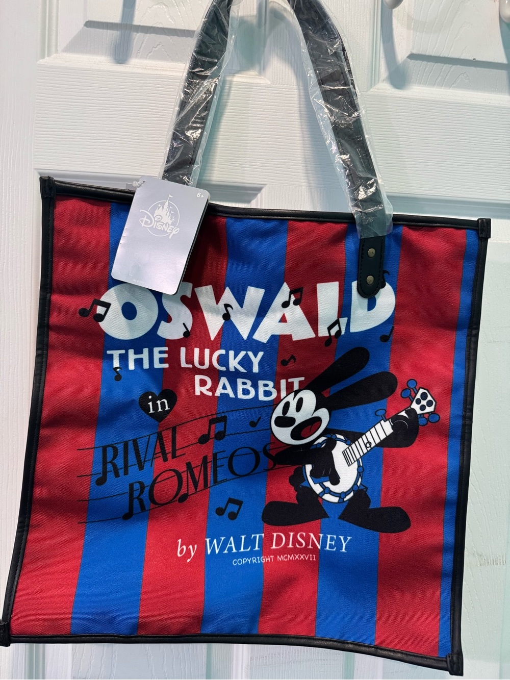 Disney Oswald The Lucky Rabbit Red & Blue Stripe Tote